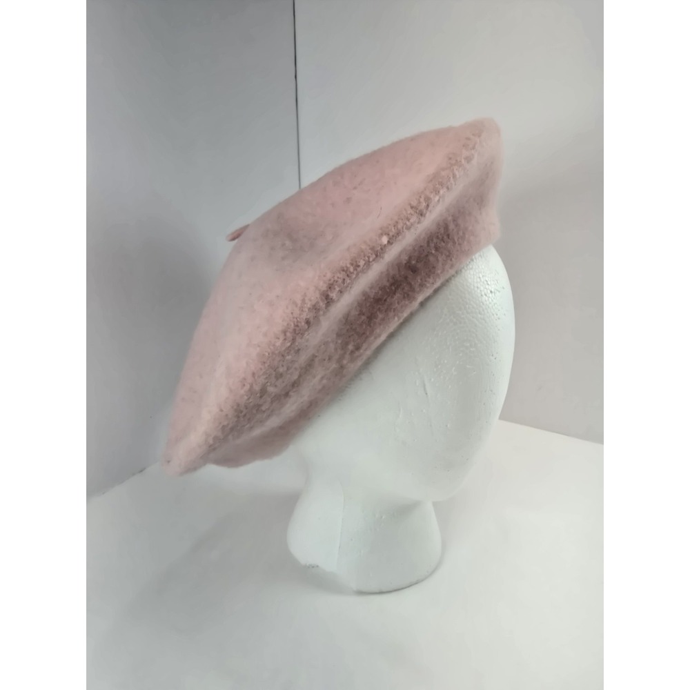 Preston & York Pink 100% Wool Beret Hat One Size French Style Fuzzy Winter
